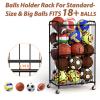 YKDIRECT 210L Rolling Ball Organizer with Locking Wheels - Large Sports Storage Basket for Basketball Soccer Football Volleyball, Steel Garage Equipment Cart with Elastic Rope for Household Storage view 4