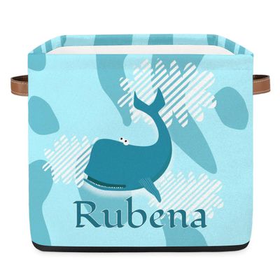 Custom Cute Sea Shark Storage-Basket for Kids,Personalized Foldable Boys Girls Storage Bin with Handle for Toys Dolls Clothes Family Home Nursery Dorm Bedroom