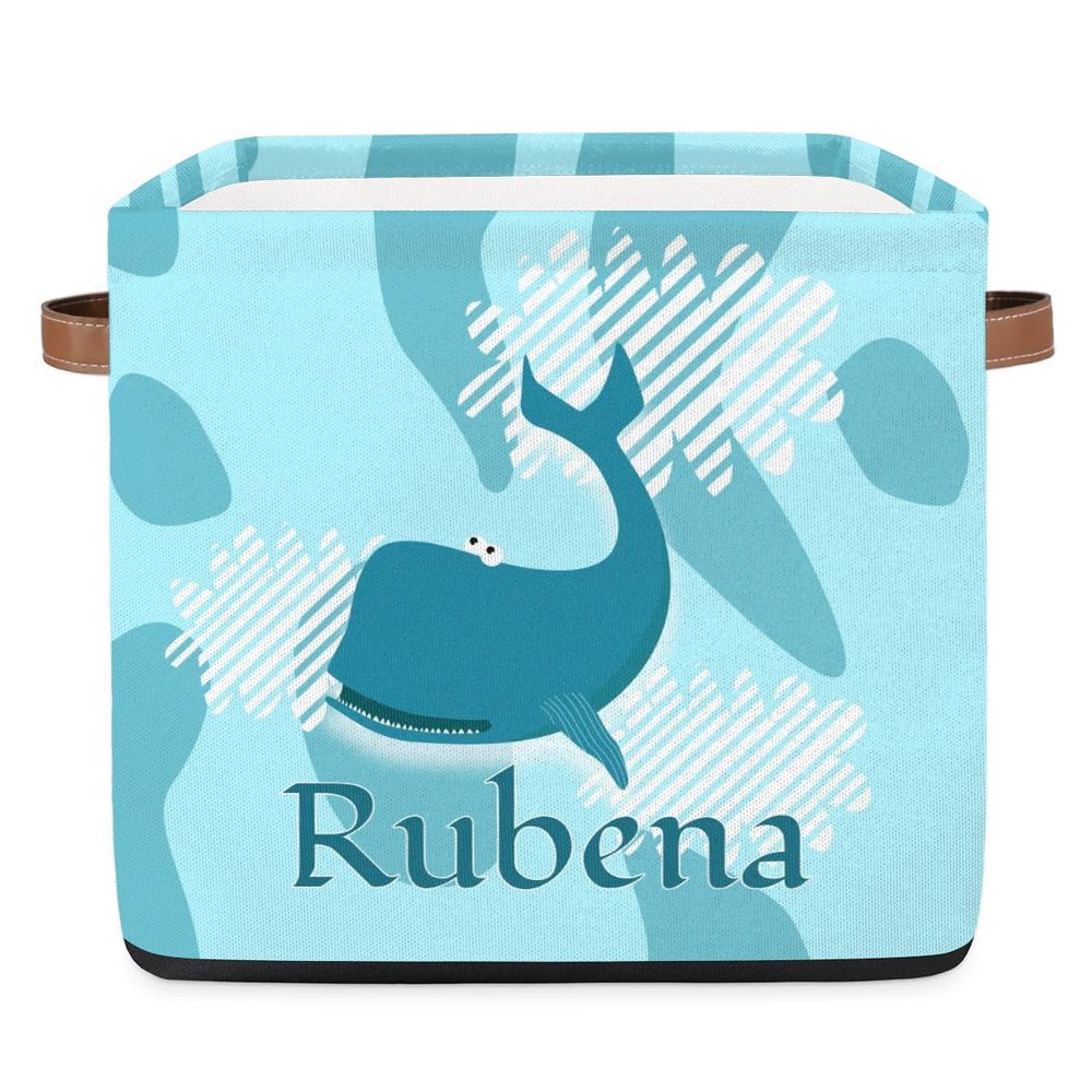 Custom Cute Sea Shark Storage-Basket for Kids,Personalized Foldable Boys Girls Storage Bin with Handle for Toys Dolls Clothes Family Home Nursery Dorm Bedroom