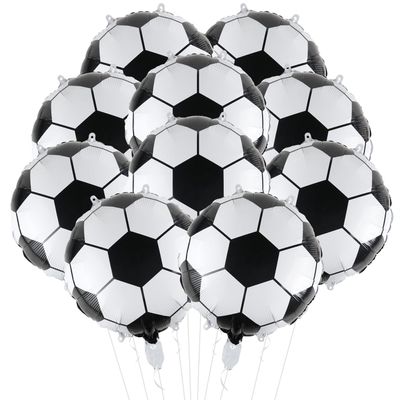 10 Pieces 18 inches Soccer Balloons Soccer Themed Party Decorations Foil Mylar Soccer Ball Balloons For Birthday Sports Graduation Party Decoration (Sports)