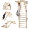 HTWELL Kids Climbing Toys,Pikler Triangle Set,Plastic Montessori Indoor Play Gym,Multifunction Foldable Indoor Climbing Gym for Kids(Gray) view 1