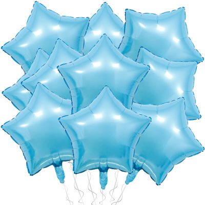 KALOR 18 Inch Light Blue Star Mylar Balloons, 10 Pcs Star Shape Foil Balloon Helium Balloons for Wedding, Baby Shower, Birthday Party Decorations