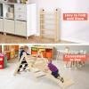 Costzon Climbing Toys for Toddlers, 4 in 1 Foldable Wooden Montessori Baby Climbing Gym with Adjustable Angle's Ramp for Climb & Slide, Kids Triangle Climbing Toys Indoor Boys Girls Gift Set view 3