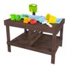WONKAWOO Sand and Water Table for Toddlers | Outdoor Wooden Sensory Sand Table with 2 Plastic Bins, Built-in Water Tap and Beach Toys Included | Sand & Splash Oasis Standing Play Activity Table view 1