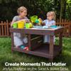 WONKAWOO Sand and Water Table for Toddlers | Outdoor Wooden Sensory Sand Table with 2 Plastic Bins, Built-in Water Tap and Beach Toys Included | Sand & Splash Oasis Standing Play Activity Table view 2