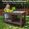 WONKAWOO Sand and Water Table for Toddlers | Outdoor Wooden Sensory Sand Table with 2 Plastic Bins, Built-in Water Tap and Beach Toys Included | Sand & Splash Oasis Standing Play Activity Table view 3