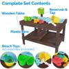 WONKAWOO Sand and Water Table for Toddlers | Outdoor Wooden Sensory Sand Table with 2 Plastic Bins, Built-in Water Tap and Beach Toys Included | Sand & Splash Oasis Standing Play Activity Table view 4