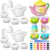 PullCrease 45 Pcs Porcelain Mini Tea Cup Set Including Porcelain Dishes Brush Children Ceramic Play DIY Craftfor Kids Girls 6-8 and up Party Birthday Gift Baby Shower Wedding Supplies(Lovely Style) view 1
