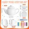 PullCrease 45 Pcs Porcelain Mini Tea Cup Set Including Porcelain Dishes Brush Children Ceramic Play DIY Craftfor Kids Girls 6-8 and up Party Birthday Gift Baby Shower Wedding Supplies(Lovely Style) view 2