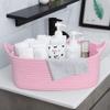 ABenkle Small Storage Basket with Handles, Cotton Rope Woven Dog Cat Toy Bin, Decorative Shelves Closet Organizing for Nursery Laundry Bedroom Bathroom, 14.2''x 11''x 5.1'' view 3