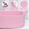 ABenkle Small Storage Basket with Handles, Cotton Rope Woven Dog Cat Toy Bin, Decorative Shelves Closet Organizing for Nursery Laundry Bedroom Bathroom, 14.2''x 11''x 5.1'' view 4