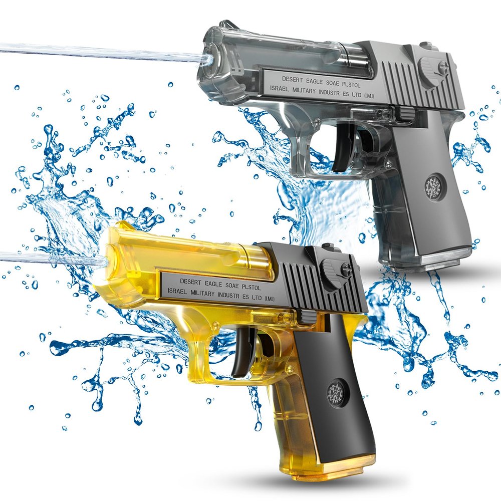 2 Pack Water Gun Squirt Guns for Kids - Mini Water Blaster Soaker 100cc Capacity Water Pistol Toys, Ideal Summer Gifts for Swimming Pool Beach Outdoor Water Toys for Boys Girls Toddlers (Yellow Gray)