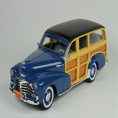 1948 Chevy Fleetmaster Woodie Station Wagon Como Blue with Black Top Limited Edition to 240 Pieces Worldwide 1/43 Model Car by Goldvarg Collection GC-045A