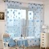 HooHero Blue Sunflower Printed Light and Breathable Living Room Childern Kids Room Decor Luxury Sheer Curtains Tulle Gauze Panel view 1