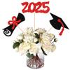 12 PCS Double Sided Glitter 2025 Graduation Party Centerpiece Sticks for Table Diploma Grad Cap Class of 2025 Centerpieces Table Toppers for 2025 Graduation Party Decorations Supplies Red view 1