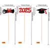 12 PCS Double Sided Glitter 2025 Graduation Party Centerpiece Sticks for Table Diploma Grad Cap Class of 2025 Centerpieces Table Toppers for 2025 Graduation Party Decorations Supplies Red view 2