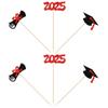 12 PCS Double Sided Glitter 2025 Graduation Party Centerpiece Sticks for Table Diploma Grad Cap Class of 2025 Centerpieces Table Toppers for 2025 Graduation Party Decorations Supplies Red view 3