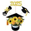12 PCS Double Sided Glitter 2025 Graduation Party Centerpiece Sticks for Table Diploma Grad Cap Class of 2025 Centerpieces Table Toppers for 2025 Graduation Party Decorations Supplies Gold view 1