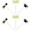 12 PCS Double Sided Glitter 2025 Graduation Party Centerpiece Sticks for Table Diploma Grad Cap Class of 2025 Centerpieces Table Toppers for 2025 Graduation Party Decorations Supplies Gold view 3