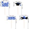 12 PCS Double Sided 2025 Graduation Party Centerpiece Sticks for Table - Congrats Class of 2025 Table Toppers - Blue Party Decorations Supplies view 2