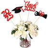 12 PCS Double Sided Glitter Class of 2025 Grad Party Centerpiece Sticks 2025 Diploma Graduation Cap Centerpieces Table Toppers for 2025 Graduation Party Flower Decorations Supplies Red view 1