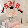12 PCS Double Sided Glitter Class of 2025 Grad Party Centerpiece Sticks 2025 Diploma Graduation Cap Centerpieces Table Toppers for 2025 Graduation Party Flower Decorations Supplies Red view 4