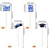 12 PCS Double Sided Glitter Class of 2025 Grad Party Centerpiece Sticks 2025 Diploma Graduation Cap Centerpieces Table Toppers for 2025 Graduation Party Flower Decorations Supplies Blue view 2