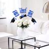 12 PCS Double Sided Glitter Class of 2025 Grad Party Centerpiece Sticks 2025 Diploma Graduation Cap Centerpieces Table Toppers for 2025 Graduation Party Flower Decorations Supplies Blue view 4