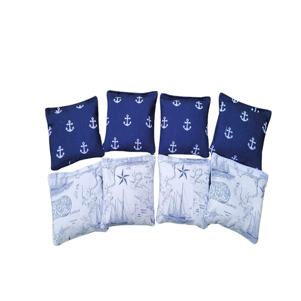 Anchor Cornhole Bags Nautical Themed Full Size Bean Bag Toss set of 8