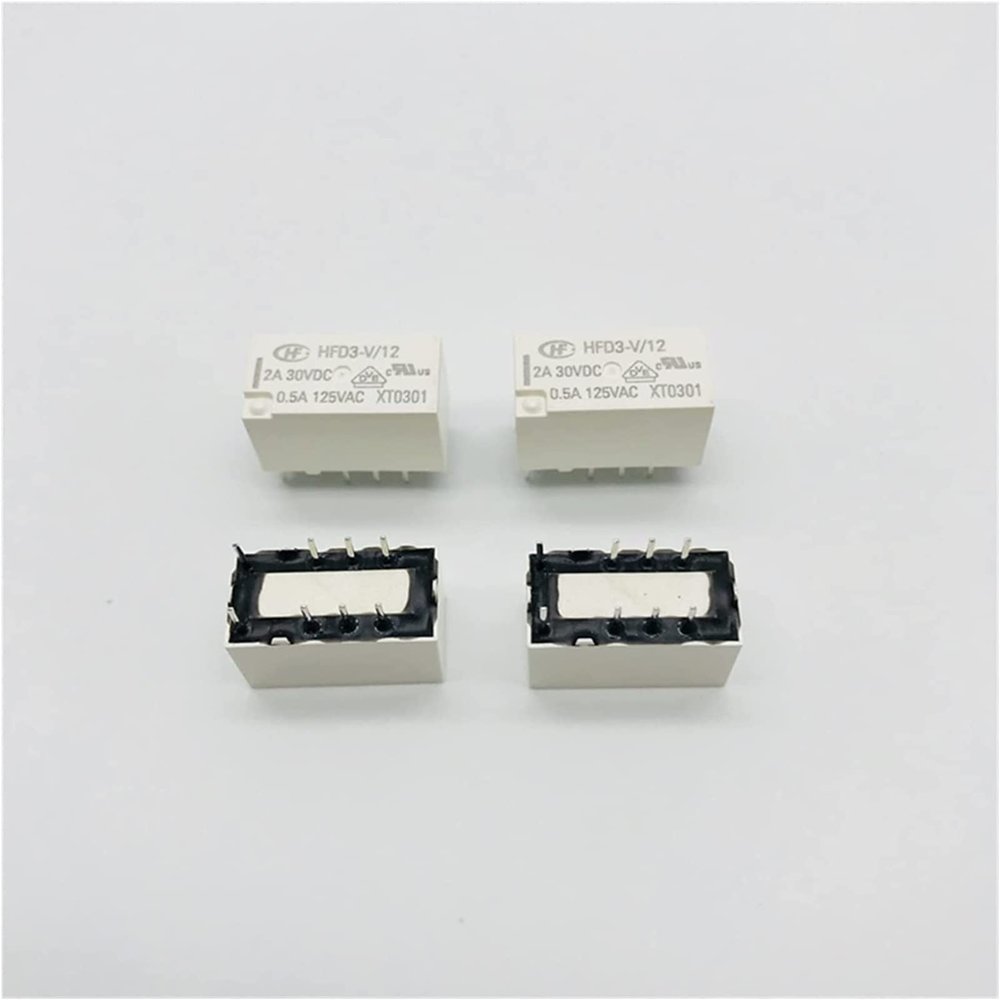 POWTAXBJGD Relay 10PCS/Lot Ultra Small Signal Relay HFD3-V/5 12 24 5V 12V 24V 0.5A 8PIN Two Sets of Conversion (Size : V12)