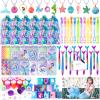 HAPGFS Mermaid Party Favors- Ocean Sea Party Toys Sets for 12 Children Decorations, Goodie Bag Fillers 96 PCS for Kids Summer Party Supplies, Necklace, Bubble Wands Girls Mermaid Birthday Party Favors view 1