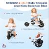 KRIDDO 2-in-1 Kids Balance Bike and Kids Tricycle for 2 to 5 Year Old, Toddler Balance Bike with Detachable Pedals, Tricycles for 3-5 Year Olds with Stitched Soft Grip, White view 2