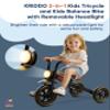 KRIDDO 2-in-1 Kids Balance Bike and Kids Tricycle for 2 to 5 Year Old, Toddler Balance Bike with Detachable Pedals, Tricycles for 3-5 Year Olds with Stitched Soft Grip, Black view 3