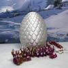 3D Printed Dragon with Dragon Egg, Articulated Dragon, 12" Tri Color Red Purple Gold Cherry Blossom Dragon, Fidget ADHD Autism Sensory Toy Executive Desk Toy D021-RPG view 1