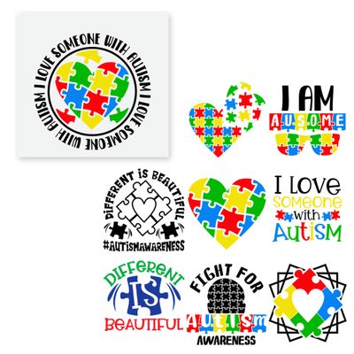 27 PCS Autism Direct to Film DTF Iron On Decals for Clothing Heat Press Patches DIY Tshirt Heat Transfer Different is Beautiful Muti Color Puzzle