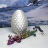 3D Printed Dragon with Dragon Egg, Articulated Dragon, 12" Tri Color Red Yellow Blue Cherry Blossom Dragon, Fidget ADHD Autism Sensory Toy Executive Desk Toy D021-RYB view 1