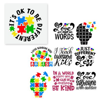 27 PCS Autism Heat Transfer DTF Iron On Decals for Clothing Heat Press Patches DIY Tshirt Direct to Film Autism Teacher Ausome Kids