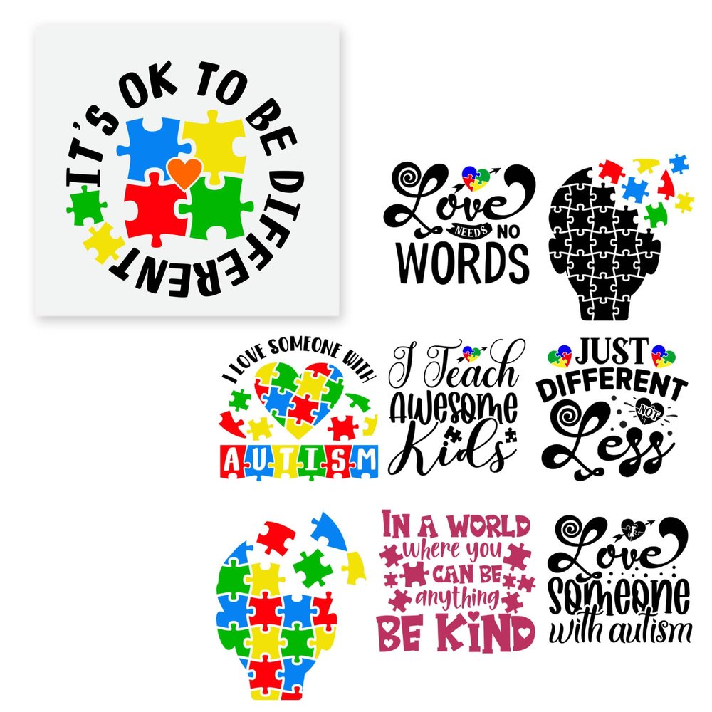 27 PCS Autism Heat Transfer DTF Iron On Decals for Clothing Heat Press Patches DIY Tshirt Direct to Film Autism Teacher Ausome Kids