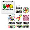 27 PCS Heat Transfer DTF Iron On Decals Autism Proud Mom Proud Dad for Clothing Heat Press Patches DIY Tshirt Direct to Film Autism Peace Love view 2