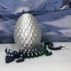 3D Printed Articulated Dragon with Dragon Egg, Articulated Dragon,12" Green Purple and White Cherry Blossom Dragon, Fidget Anxiety Toy, Executive Desk Toy D044 view 1