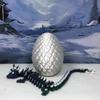 3D Printed Articulated Dragon with Dragon Egg, Articulated Dragon,12" Green Purple and White Cherry Blossom Dragon, Fidget Anxiety Toy, Executive Desk Toy D044 view 3
