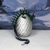 3D Printed Articulated Dragon with Dragon Egg, Articulated Dragon,12" Green Purple and White Cherry Blossom Dragon, Fidget Anxiety Toy, Executive Desk Toy D044 view 4