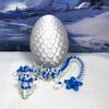3D Printed Dragon with Dragon Egg, Articulated Dragon, 12" Dual Color Cherry Blossom Dragon, Fidget ADHD Autism Sensory Toy Executive Desk Toy D017 (White & Blue) view 4