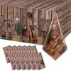 Tiamon 12 Pcs Western Party Tablecloth Western Cowboy Table Cover Cowboy Theme Plastic Tablecloth Wild West Wooden House Barn Door Table Cover for Baby Shower Birthday Party view 1