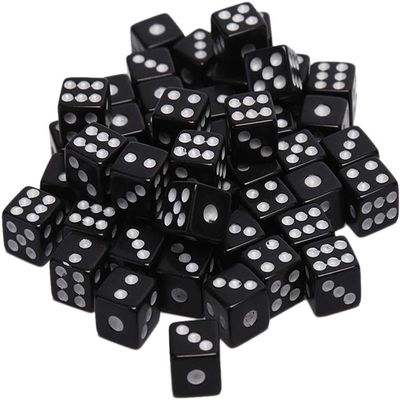 100Pcs 8mm Acrylic Dice White Black Gaming Dice Standard Six Sided Decider Board Game Dice Polyhedral Set Metal Set Role Playing Accessories