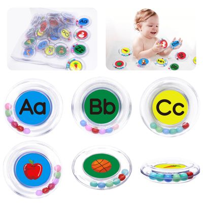 26pcs Letters Floating Alphabet Bath Toys Ring, Mold Free Bathtub Toys Water Pool Toys Set with Mesh Bag for Kids Babies Toddlers Ages 2 3 4 - Preschool ABC Learning Educational Gifts
