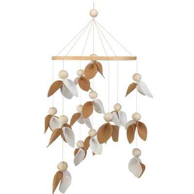Baby Crib Mobile Nursery Mobile for Crib Bedroom Hanging Decoration Wooden Wind Chime Baby Shower Gift (Yellow)