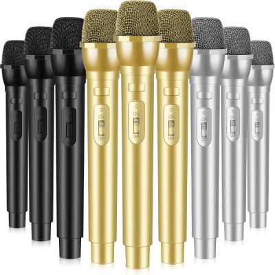 Sanwuta 9 Pcs Christmas Fake Microphone Prop Bulk, Plastic Realistic Mic, Pretend Microphone, Stage Mics Toy for Christmas Birthday Activities Weddings Karaoke Stage Costume Cosplay Party Favor