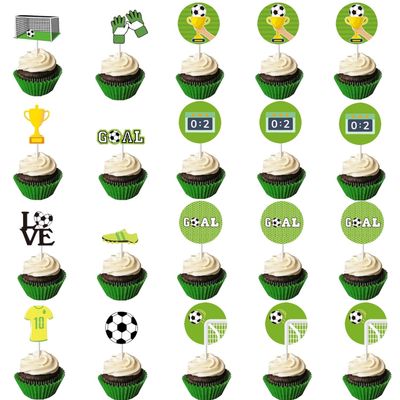 20 Pieces Soccer Ball Football Cupcake Toppers Cake Topper World Cup Dessert Muffin Cake Decorations for Men Sports Birthday Party Favor Football Themed Party