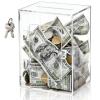 Cididu Clear Piggy Bank with Lock, Acrylic Money Saving Box for Adults Kids, Reusable Coin Cash Storing Container with Key, Openable Unbreakable Money Change Jar Pot for Birthday Gift Home Decoration view 1
